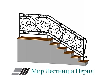 Металлическая лестница с коваными перилами